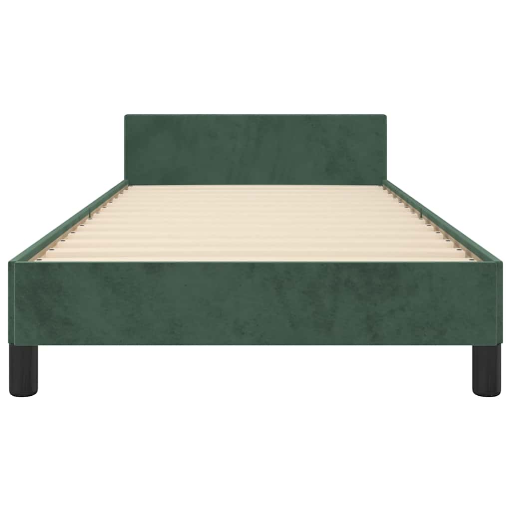 Cadre de lit sans matelas vert foncé 90x200 cm velours - XIOS
