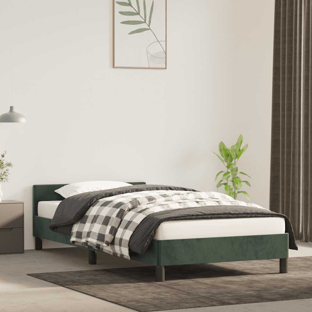 Cadre de lit sans matelas vert foncé 90x200 cm velours - XIOS