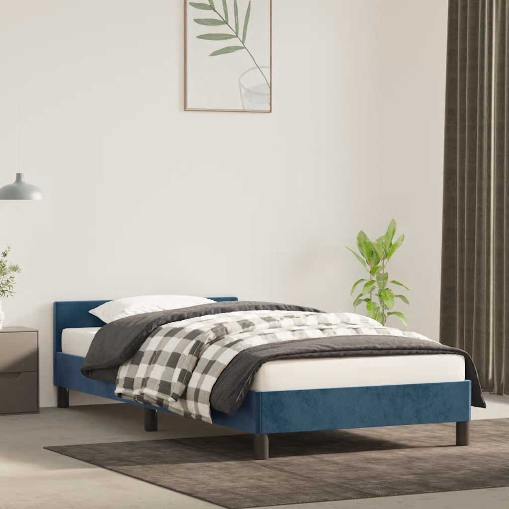 Cadre de lit sans matelas bleu foncé 90x200 cm velours - XIOS