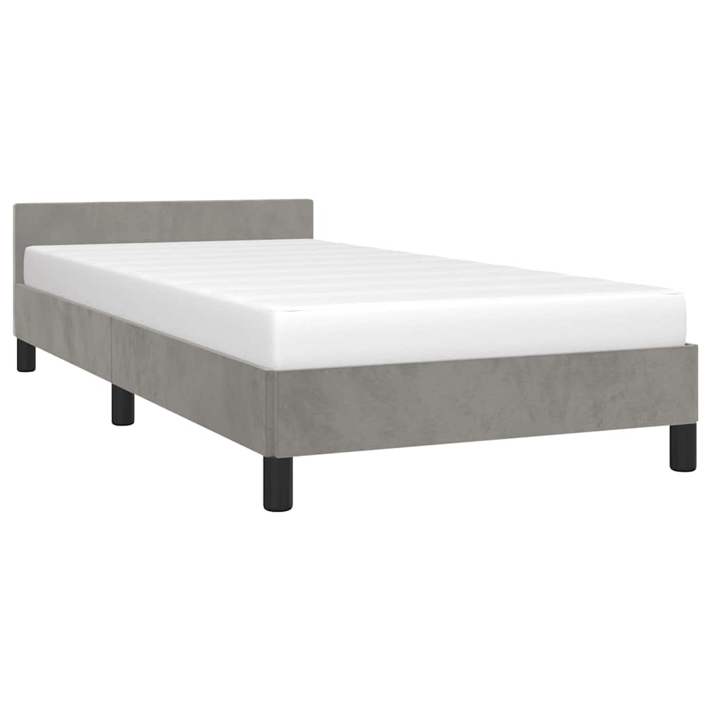Cadre de lit sans matelas gris clair 100x200 cm velours - XIOS
