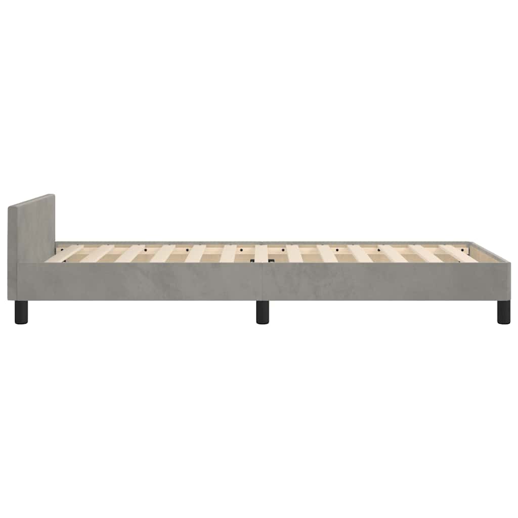 Cadre de lit sans matelas gris clair 100x200 cm velours - XIOS