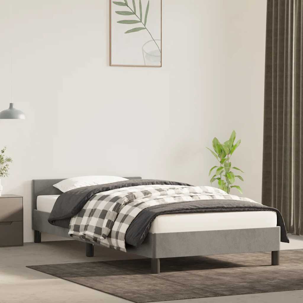 Cadre de lit sans matelas gris clair 100x200 cm velours - XIOS