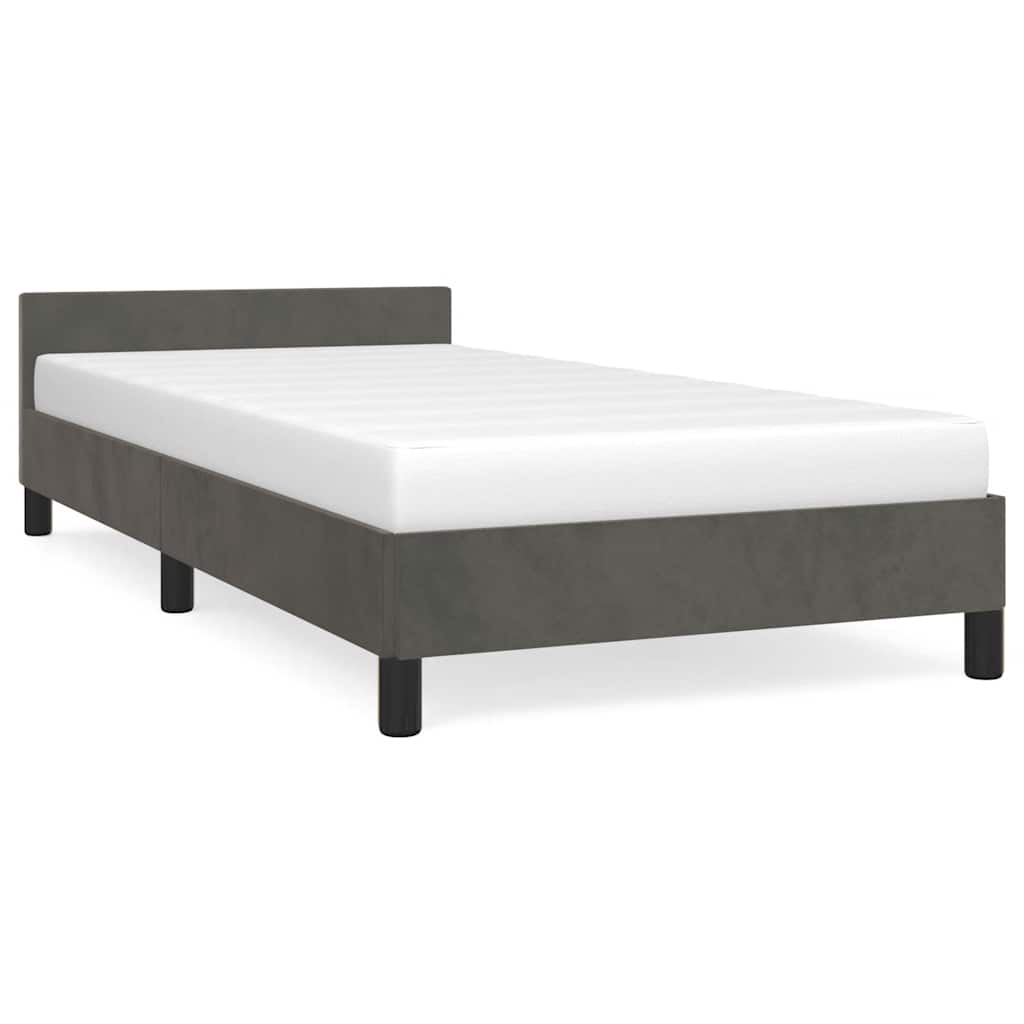 Cadre de lit sans matelas gris foncé 100x200 cm velours - XIOS