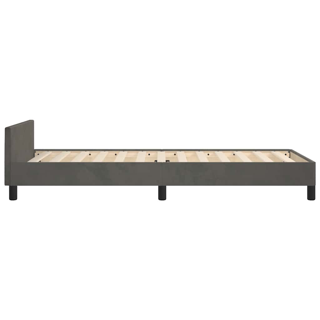 Cadre de lit sans matelas gris foncé 100x200 cm velours - XIOS