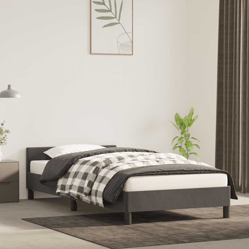 Cadre de lit sans matelas gris foncé 100x200 cm velours - XIOS