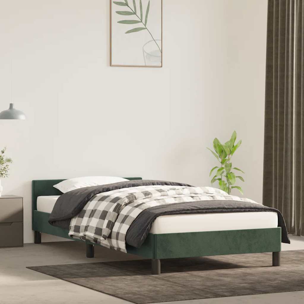 Cadre de lit sans matelas vert foncé 100x200 cm velours - XIOS