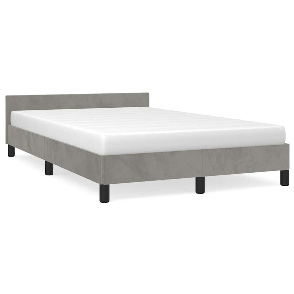 Cadre de lit sans matelas gris clair 120x200 cm velours - XIOS
