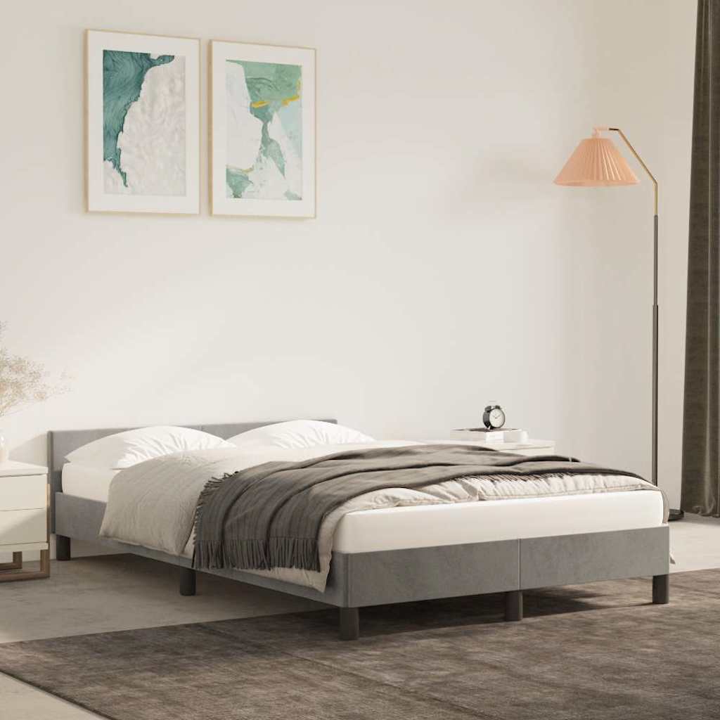 Cadre de lit sans matelas gris clair 120x200 cm velours - XIOS