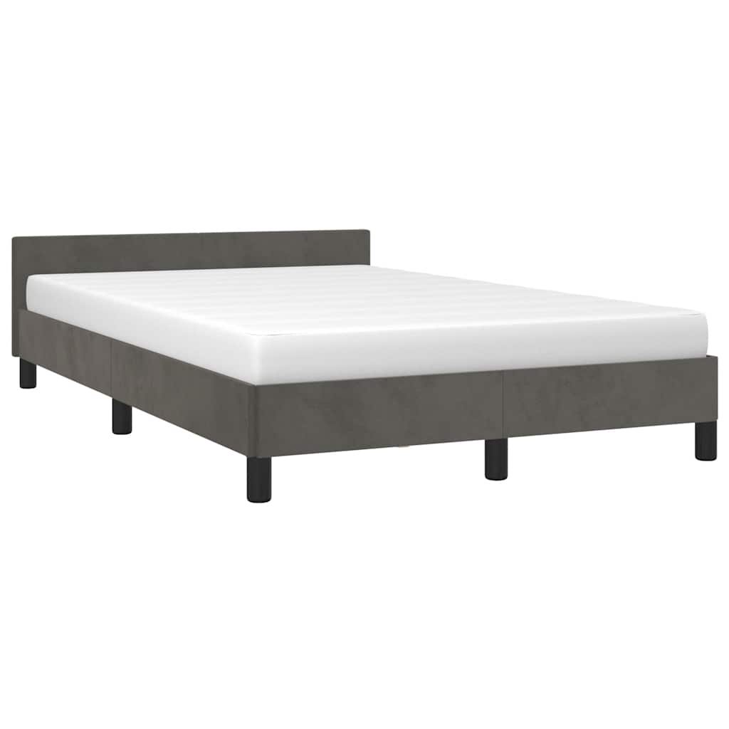 Cadre de lit sans matelas gris foncé 120x200 cm velours - XIOS