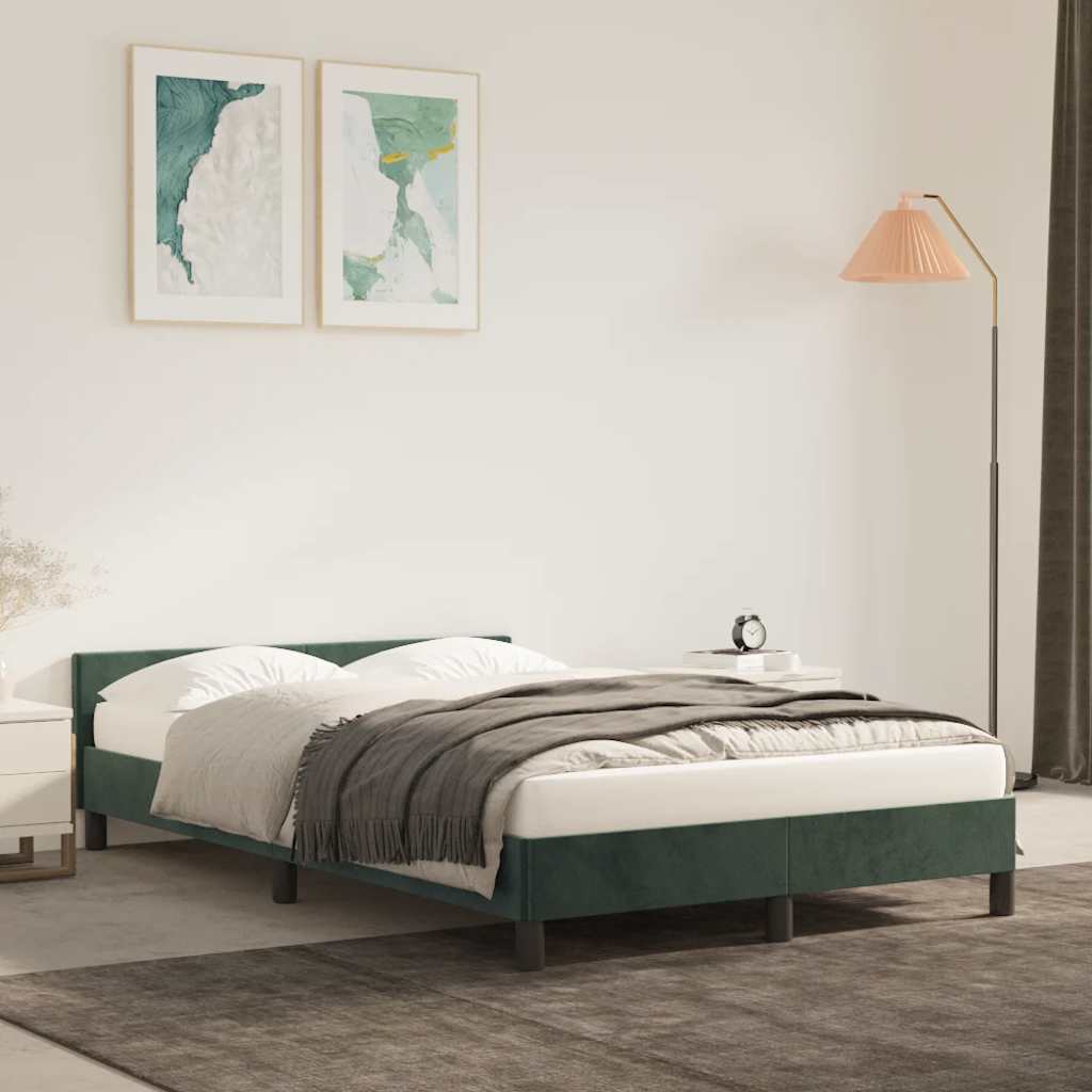 Cadre de lit sans matelas vert foncé 120x200 cm velours - XIOS