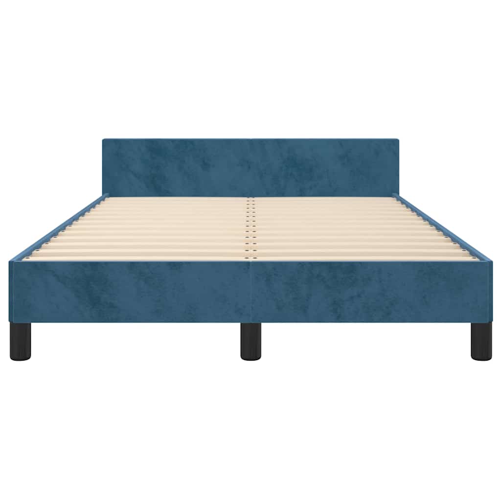 Cadre de lit sans matelas bleu foncé 120x200 cm velours - XIOS