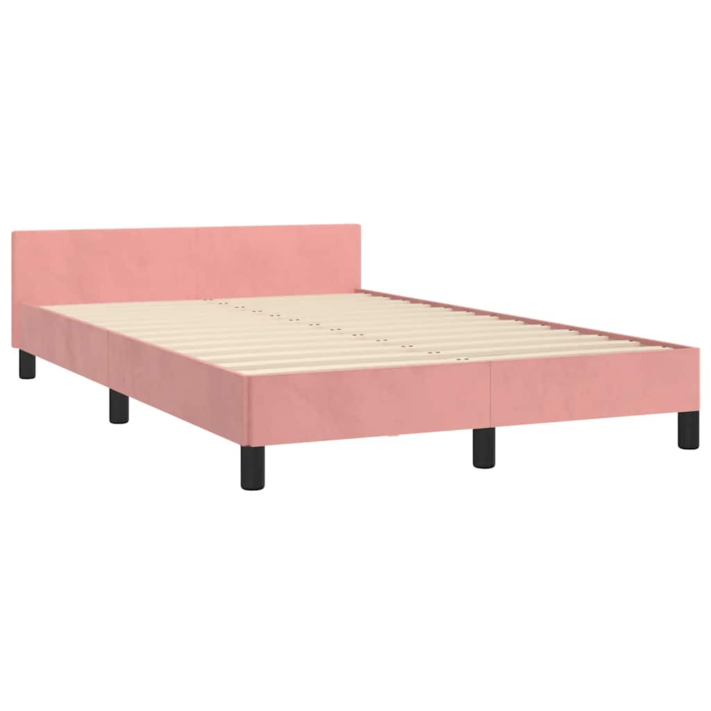 Cadre de lit et tête de lit sans matelas rose 120x200cm velours - XIOS