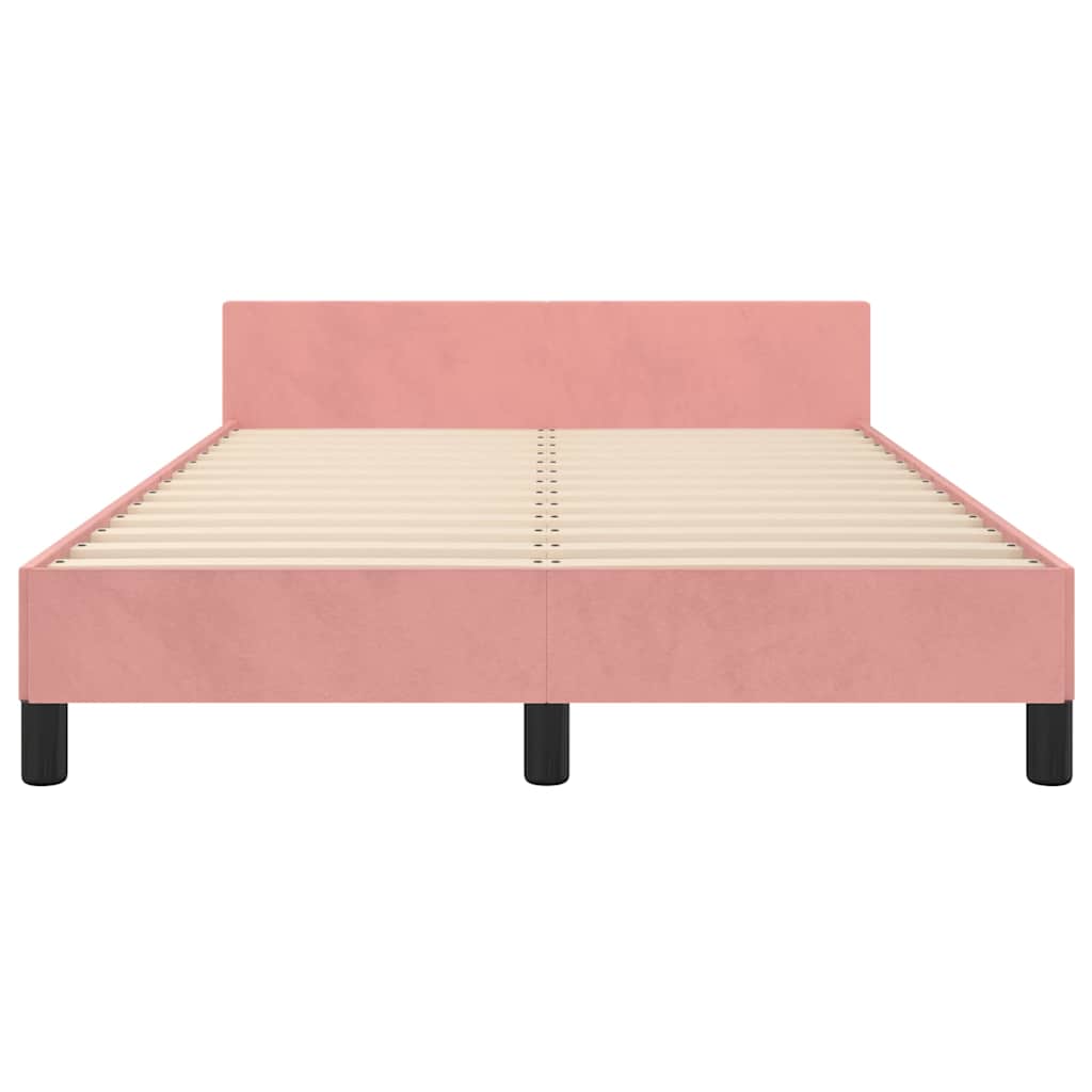 Cadre de lit et tête de lit sans matelas rose 120x200cm velours - XIOS