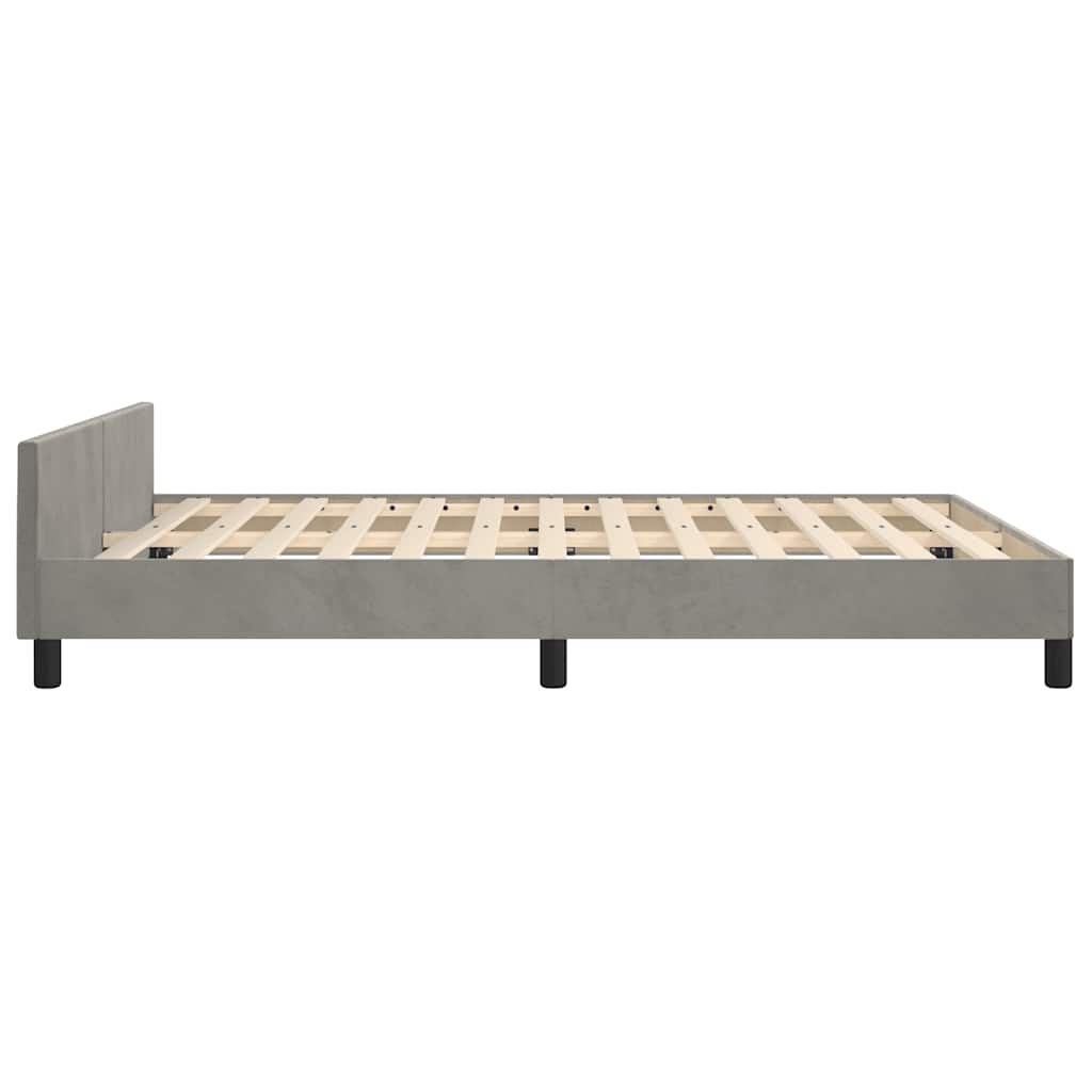Cadre de lit sans matelas gris clair 140x190 cm velours - XIOS
