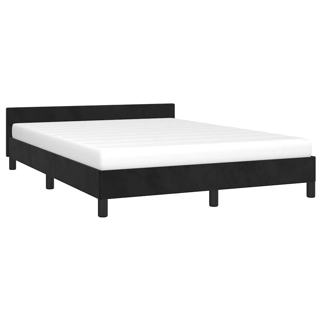 Cadre de lit sans matelas noir 140x190 cm velours - XIOS