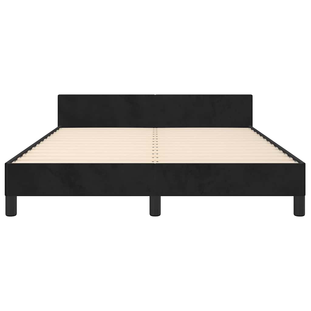 Cadre de lit sans matelas noir 140x190 cm velours - XIOS