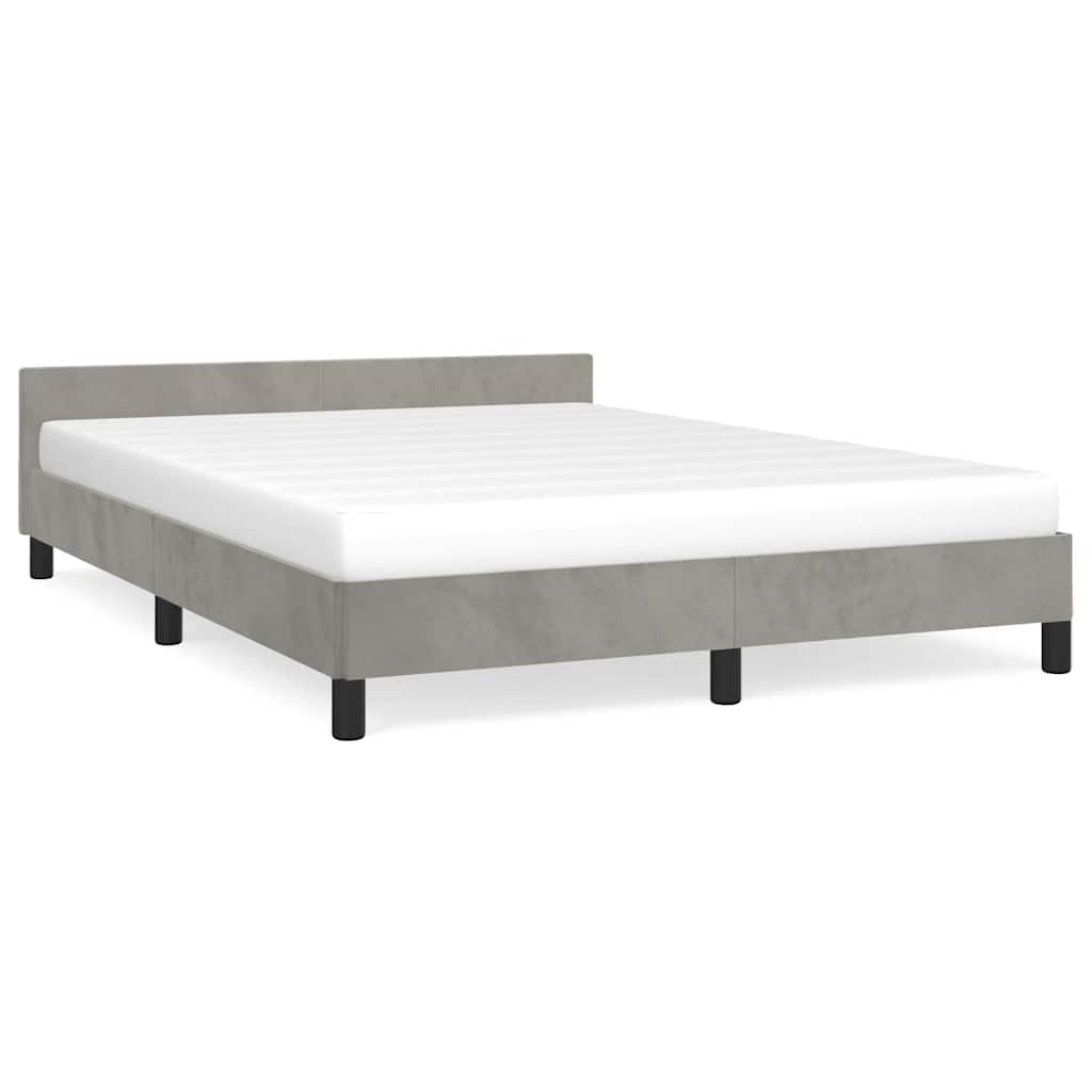 Cadre de lit sans matelas gris clair 140x200 cm velours - XIOS