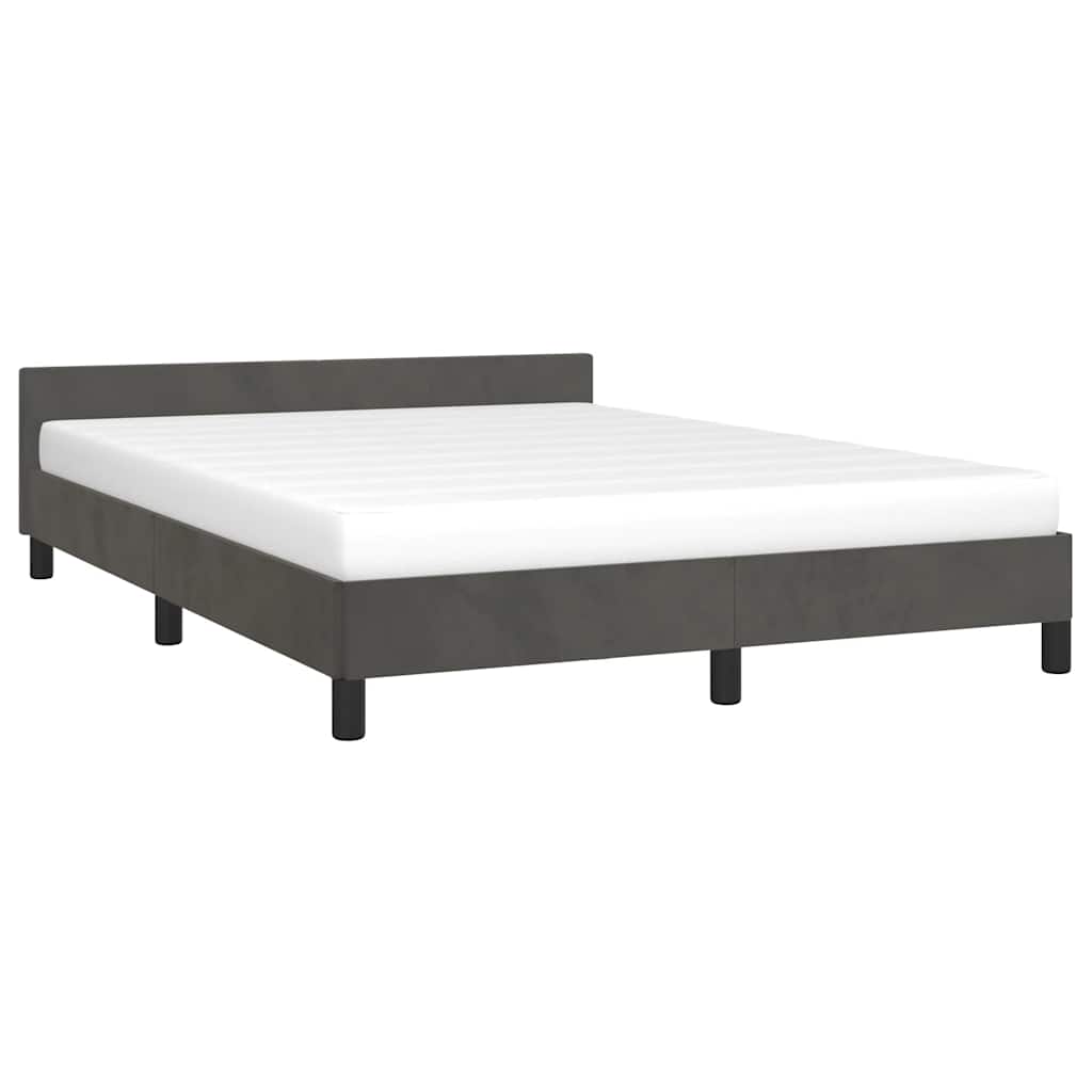Cadre de lit sans matelas gris foncé 140x200 cm velours - XIOS