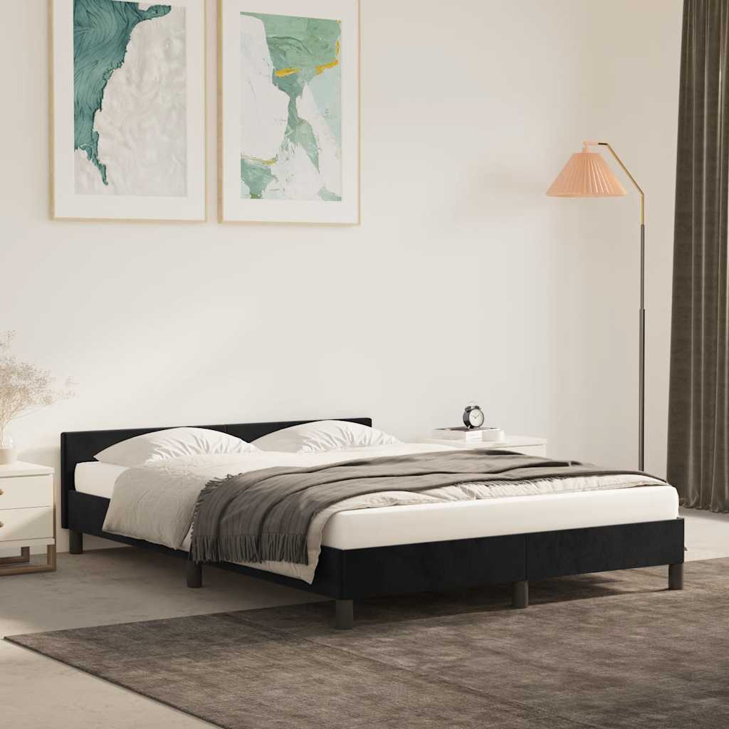 Cadre de lit sans matelas noir 140x200 cm velours - XIOS