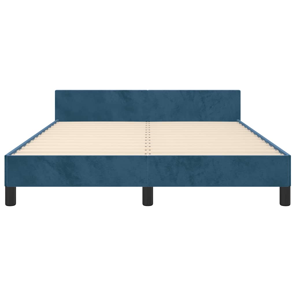 Cadre de lit sans matelas bleu foncé 140x200 cm velours - XIOS