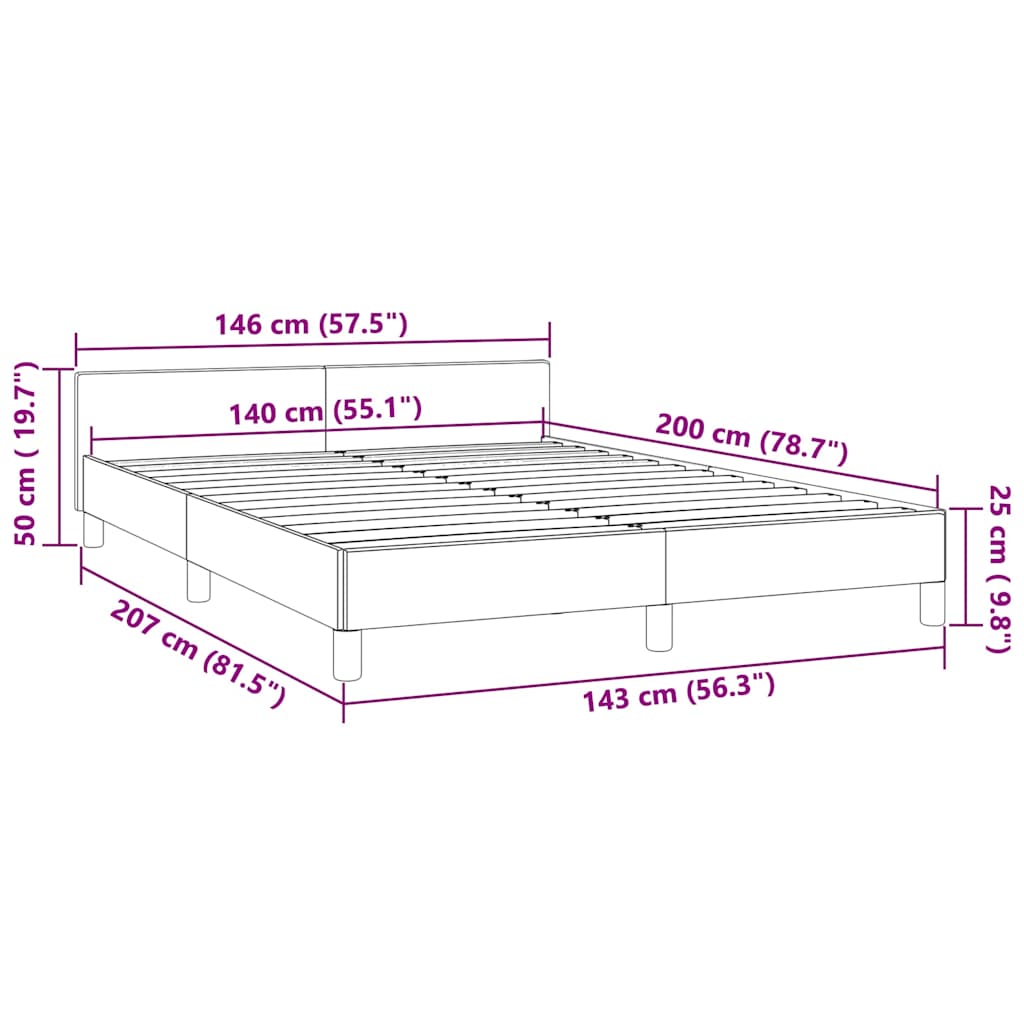 Cadre de lit sans matelas bleu foncé 140x200 cm velours - XIOS