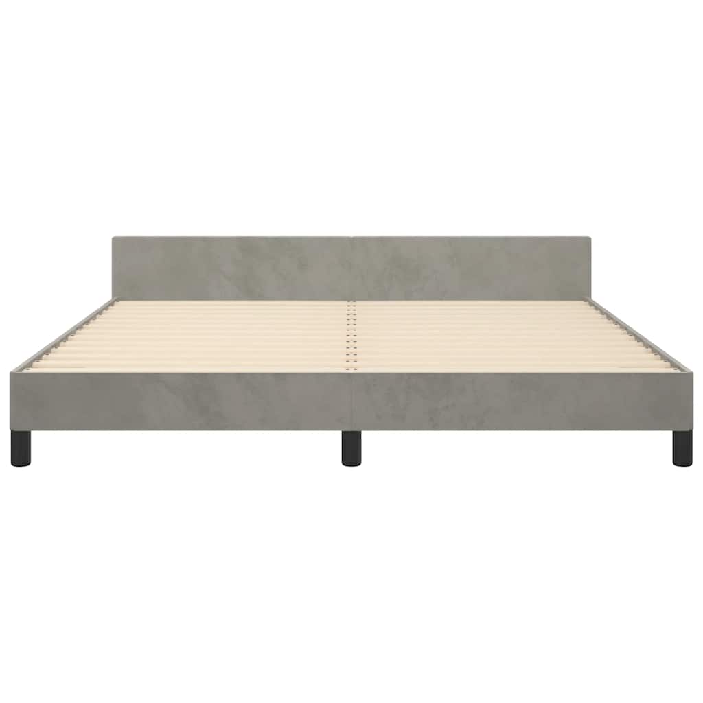 Cadre de lit sans matelas gris clair 160x200 cm velours - XIOS