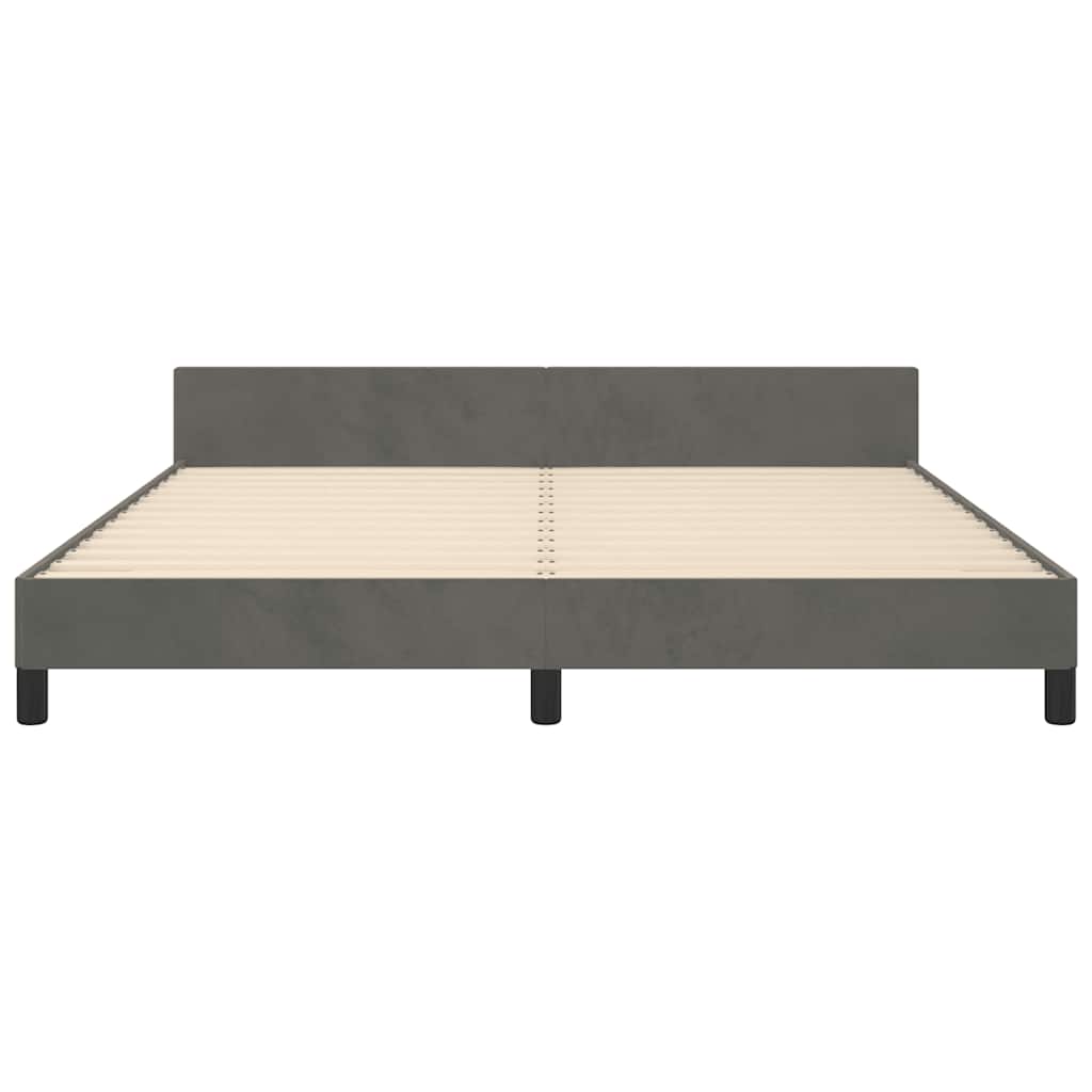 Cadre de lit sans matelas gris foncé 160x200 cm velours - XIOS