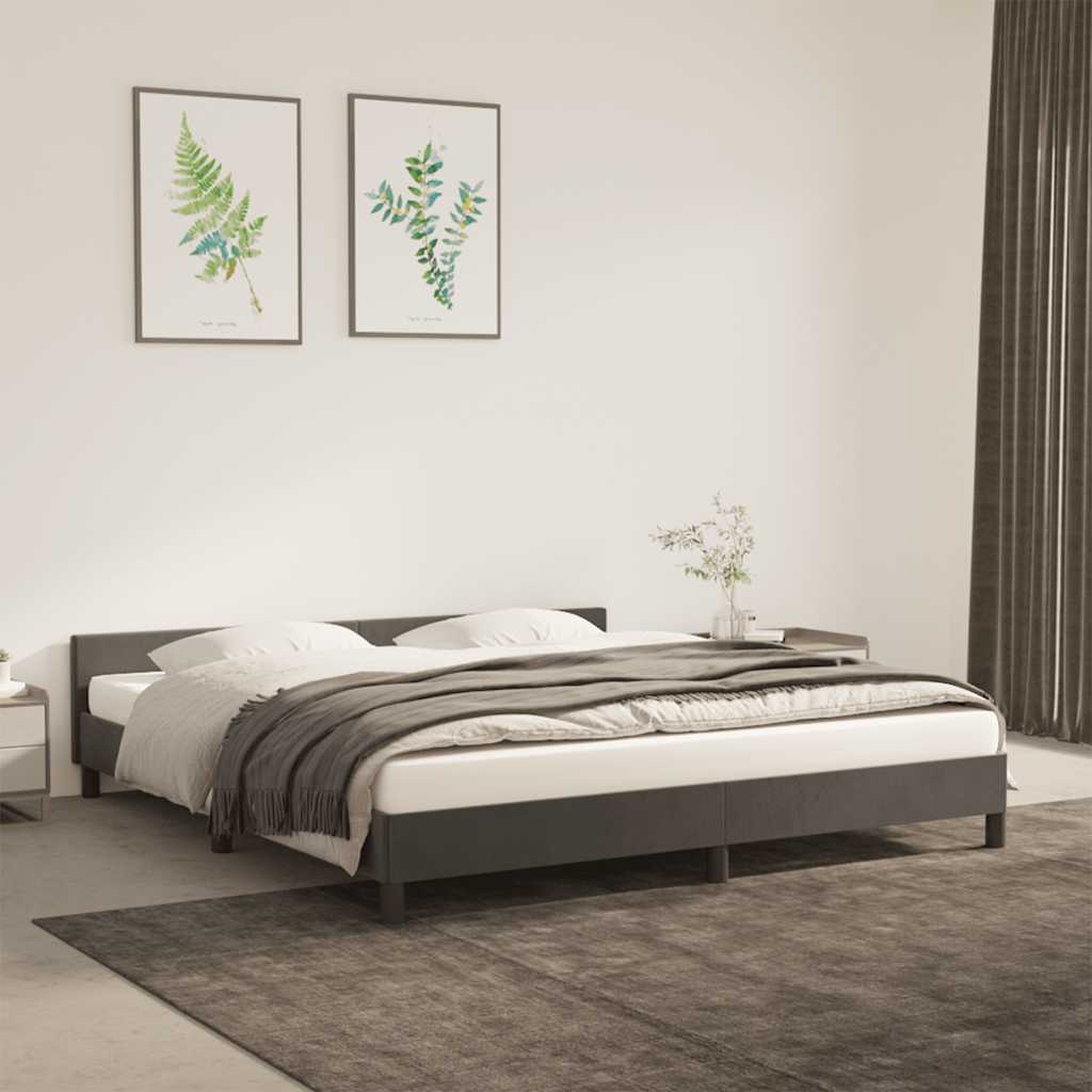 Cadre de lit sans matelas gris foncé 160x200 cm velours - XIOS