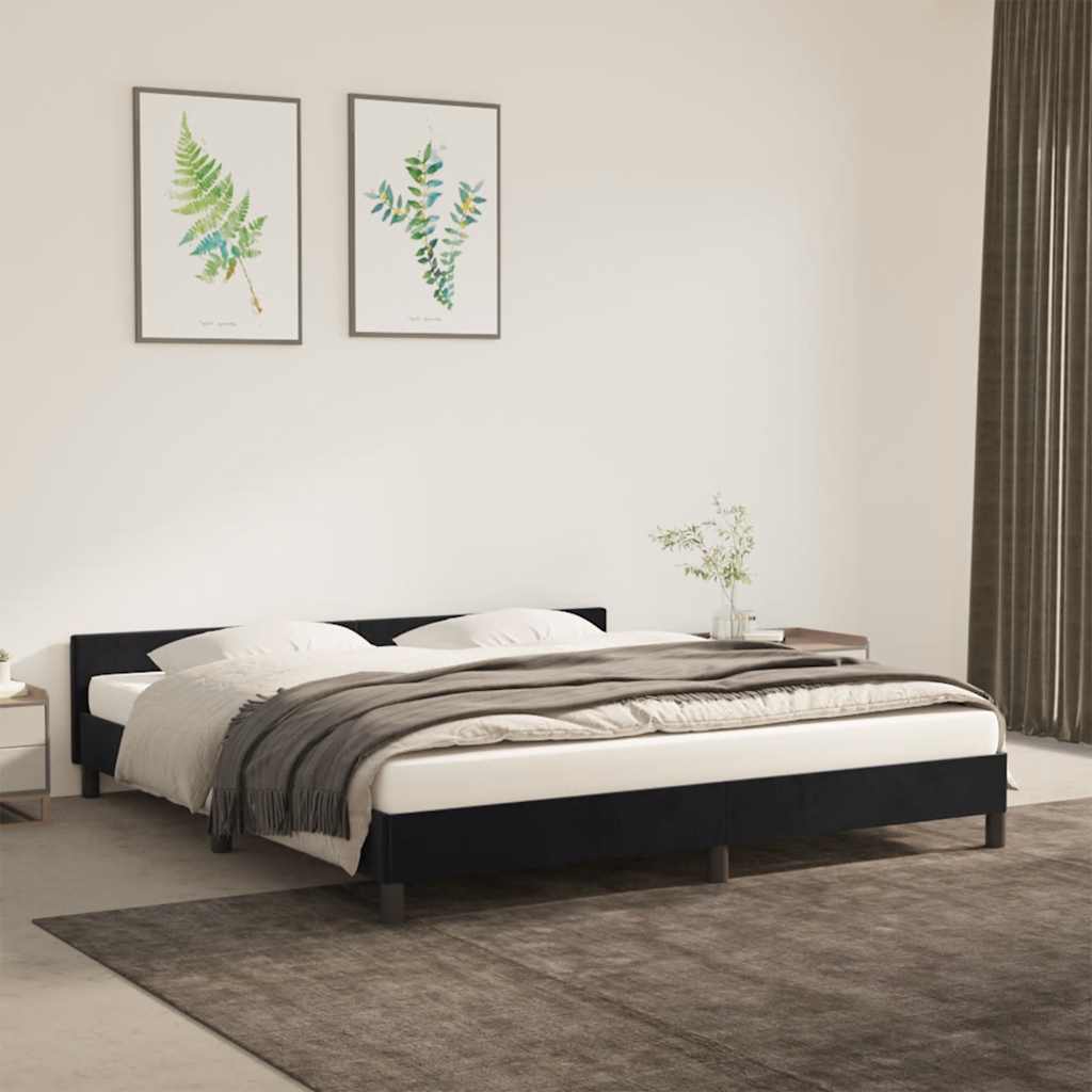 Cadre de lit sans matelas noir 160x200 cm velours - XIOS