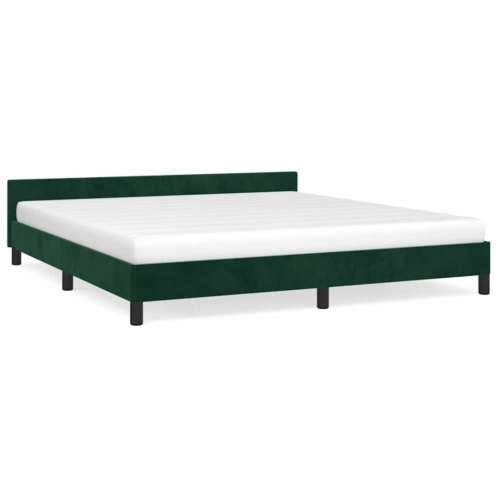 Cadre de lit sans matelas vert foncé 160x200 cm velours - XIOS