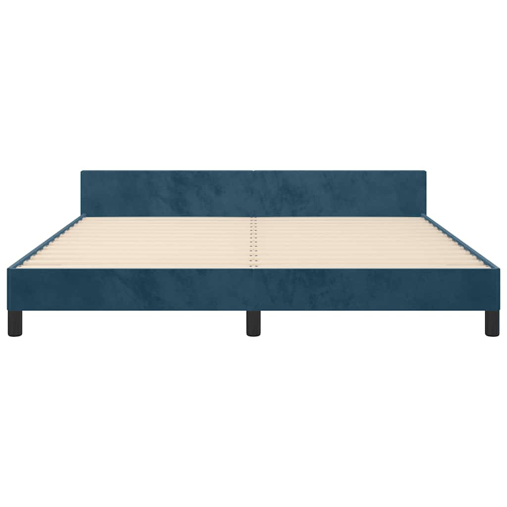Cadre de lit sans matelas bleu foncé 160x200 cm velours - XIOS