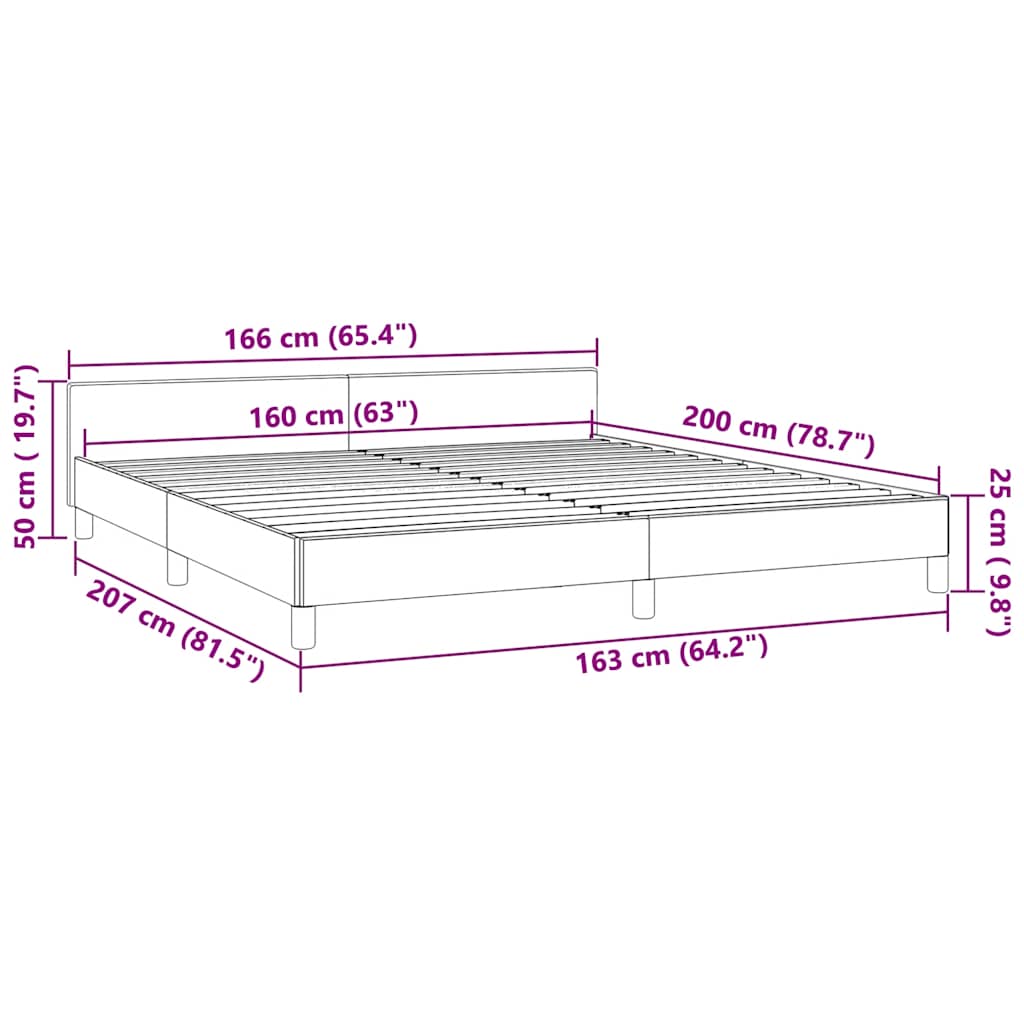 Cadre de lit et tête de lit sans matelas rose 160x200cm velours - XIOS