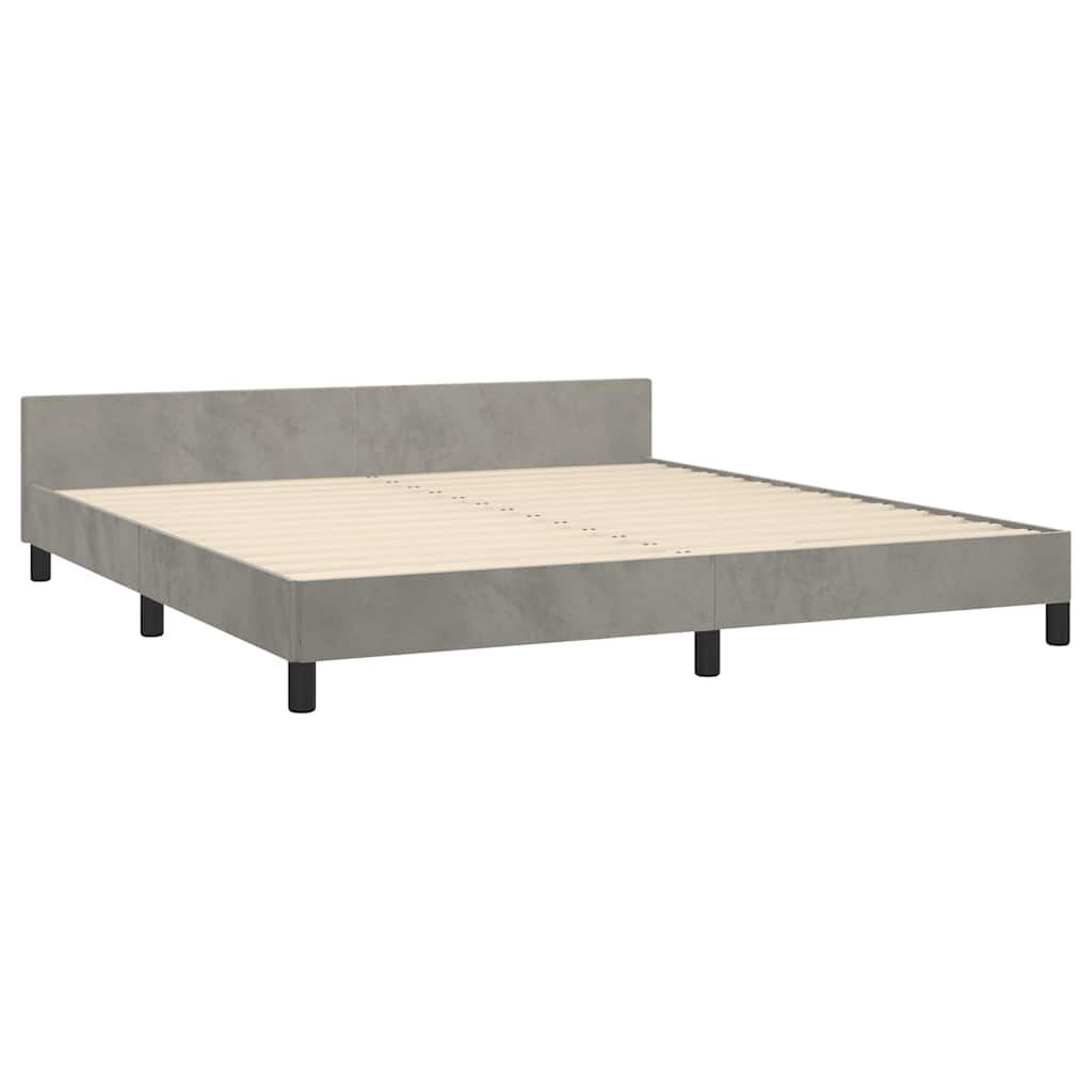 Cadre de lit sans matelas gris clair 180x200 cm velours - XIOS