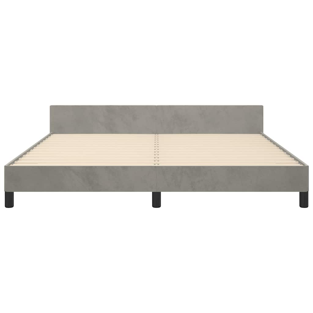 Cadre de lit sans matelas gris clair 180x200 cm velours - XIOS