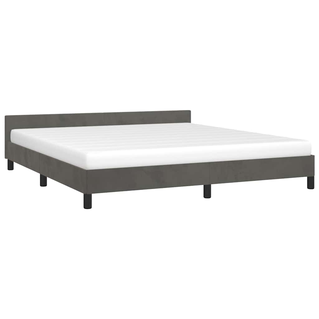 Cadre de lit sans matelas gris foncé 180x200 cm velours - XIOS