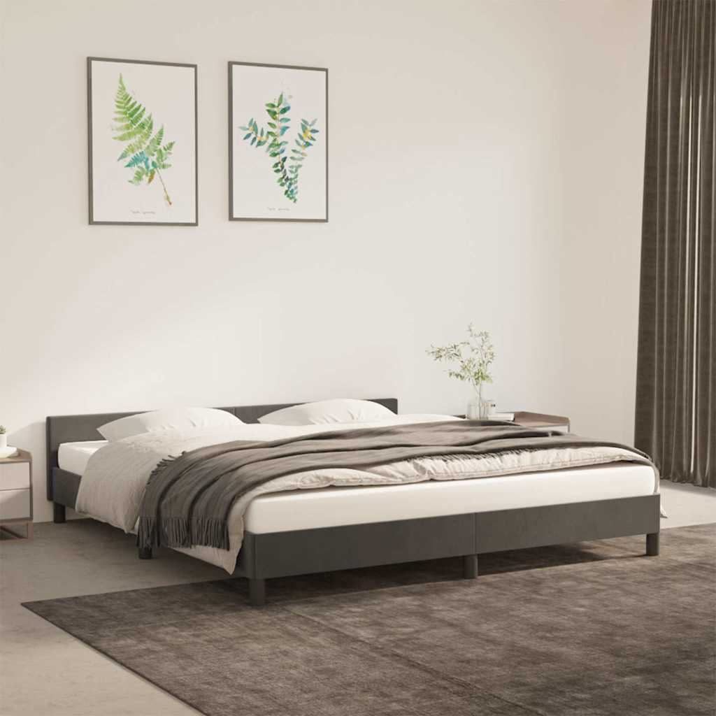 Cadre de lit sans matelas gris foncé 180x200 cm velours - XIOS
