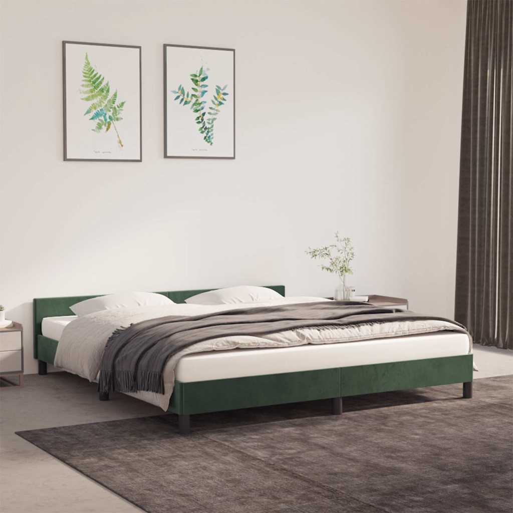Cadre de lit sans matelas vert foncé 180x200 cm velours - XIOS