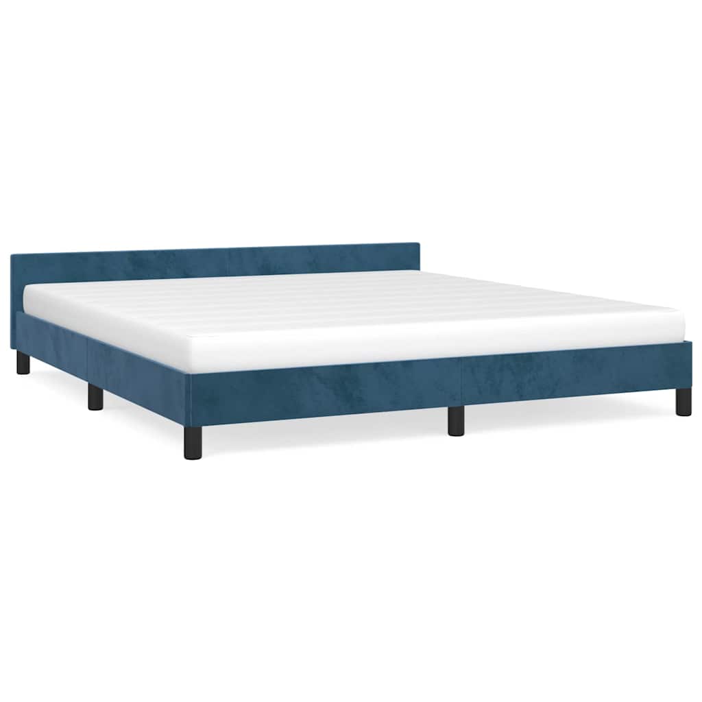Cadre de lit sans matelas bleu foncé 180x200 cm velours - XIOS