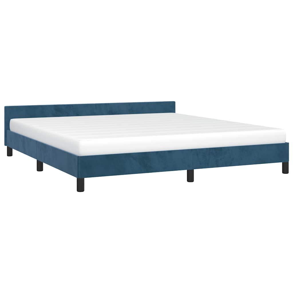 Cadre de lit sans matelas bleu foncé 180x200 cm velours - XIOS