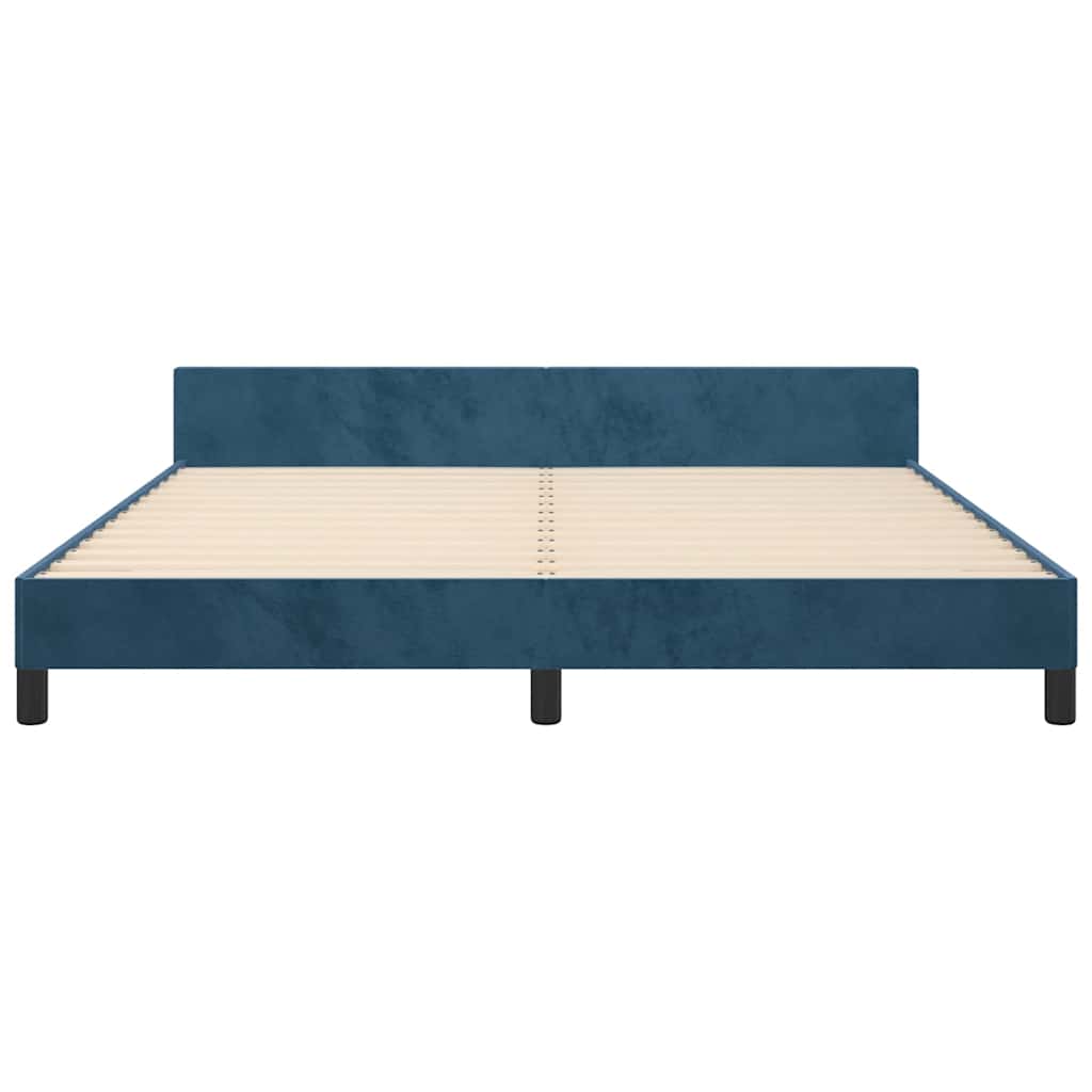 Cadre de lit sans matelas bleu foncé 180x200 cm velours - XIOS