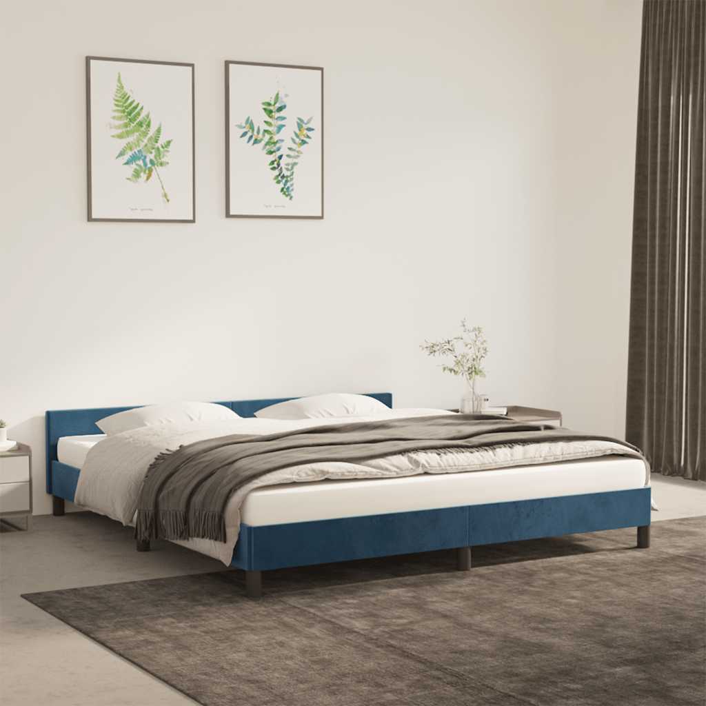 Cadre de lit sans matelas bleu foncé 180x200 cm velours - XIOS