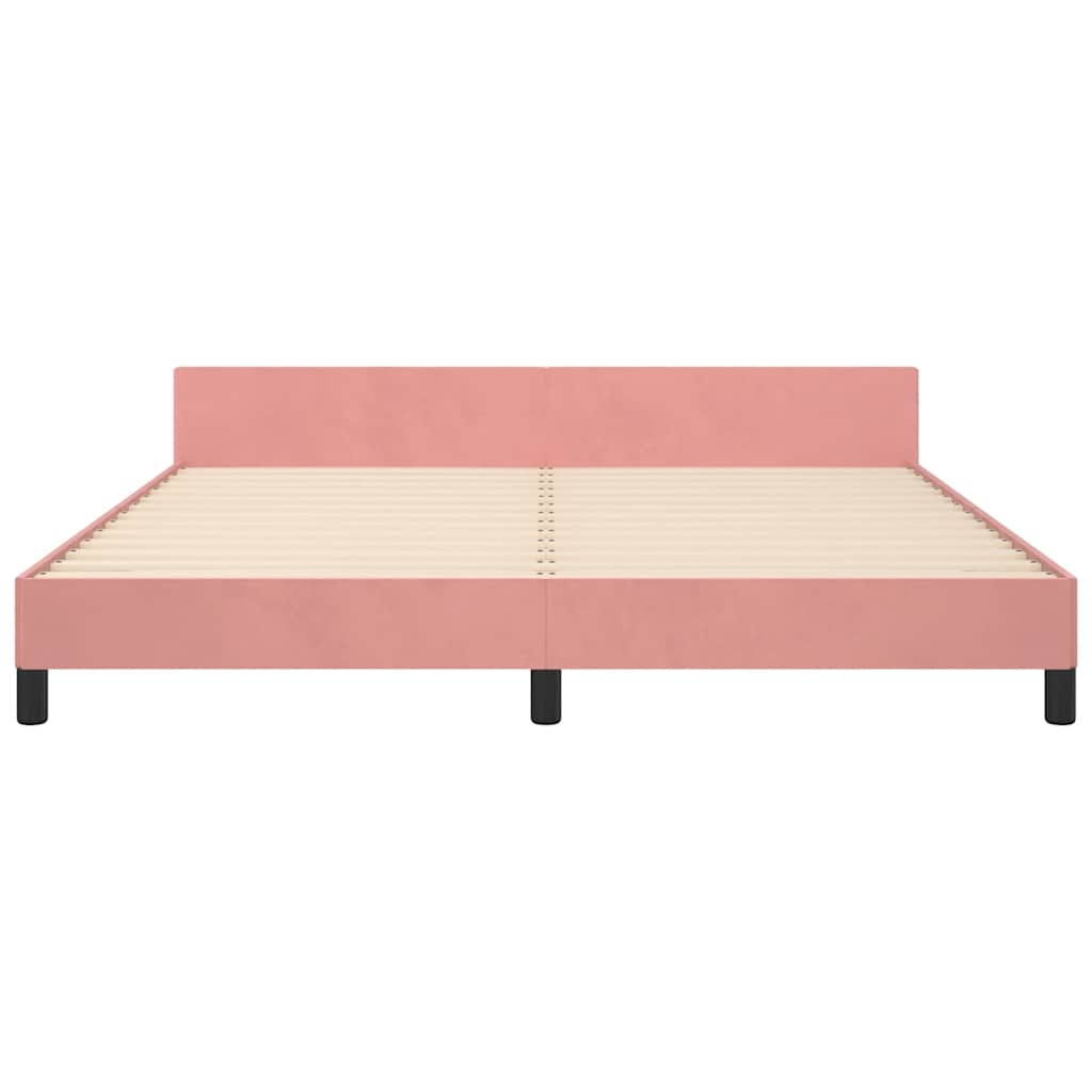 Cadre de lit et tête de lit sans matelas rose 180x200cm velours - XIOS