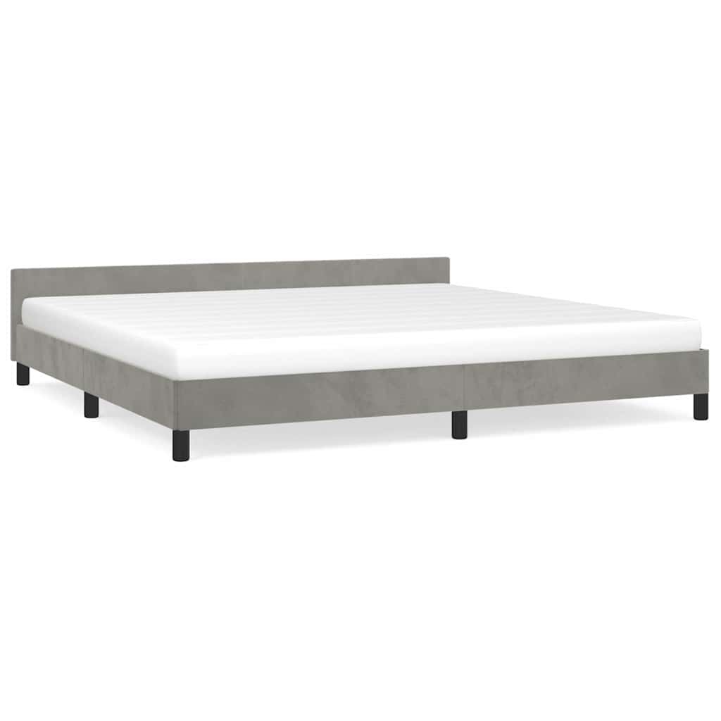 Cadre de lit sans matelas gris clair 200x200 cm velours - XIOS