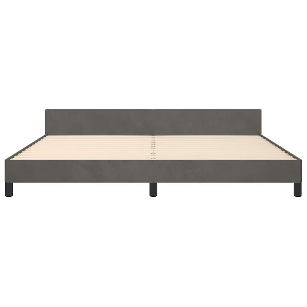 Cadre de lit sans matelas gris foncé 200x200 cm velours - XIOS