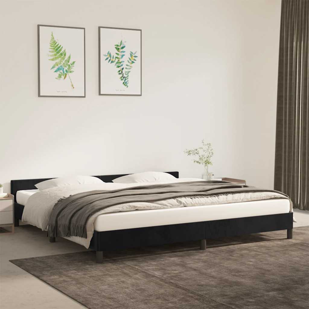 Cadre de lit sans matelas noir 200x200 cm velours - XIOS