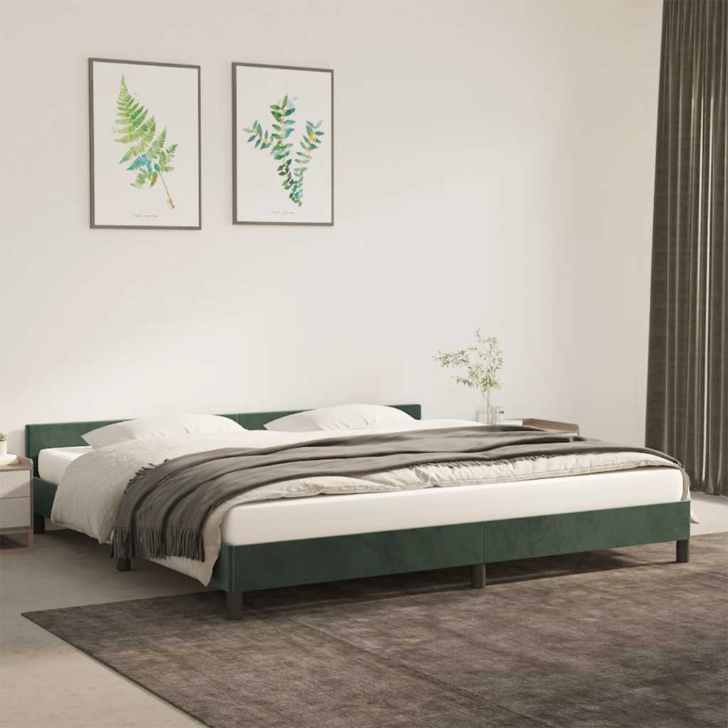Cadre de lit sans matelas vert foncé 200x200 cm velours - XIOS