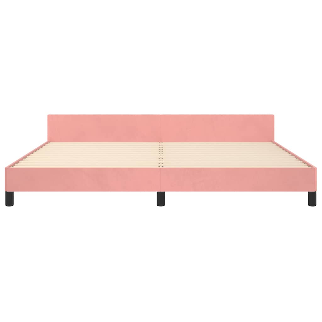 Cadre de lit et tête de lit sans matelas rose 200x200cm velours - XIOS