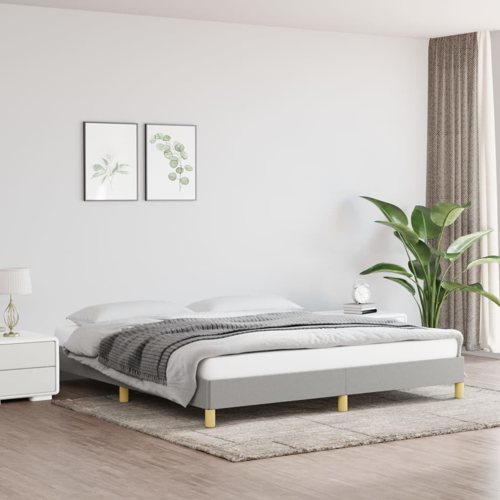 Cadre de lit sans matelas gris clair 180x200 cm tissu - XIOS