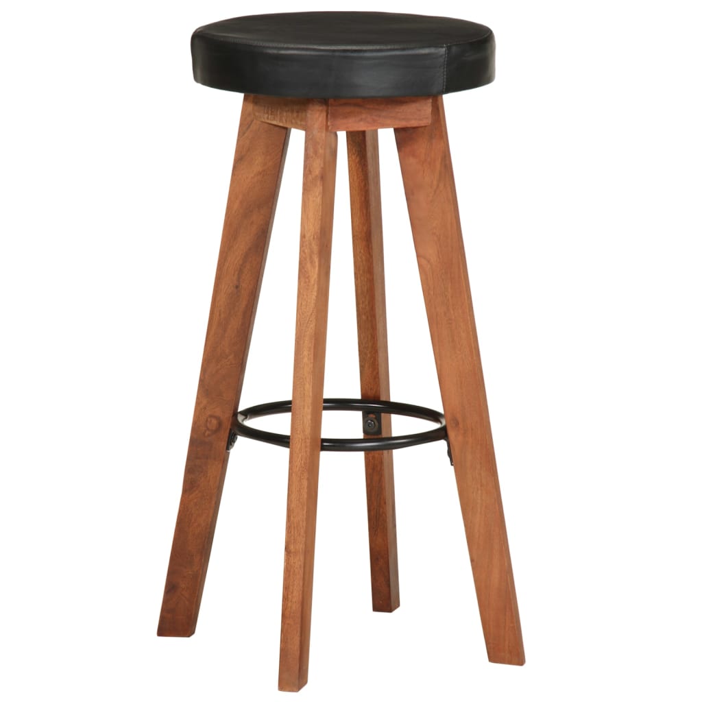 Tabourets de bar 2 pcs Cuir véritable et bois d'acacia solide - XIOS