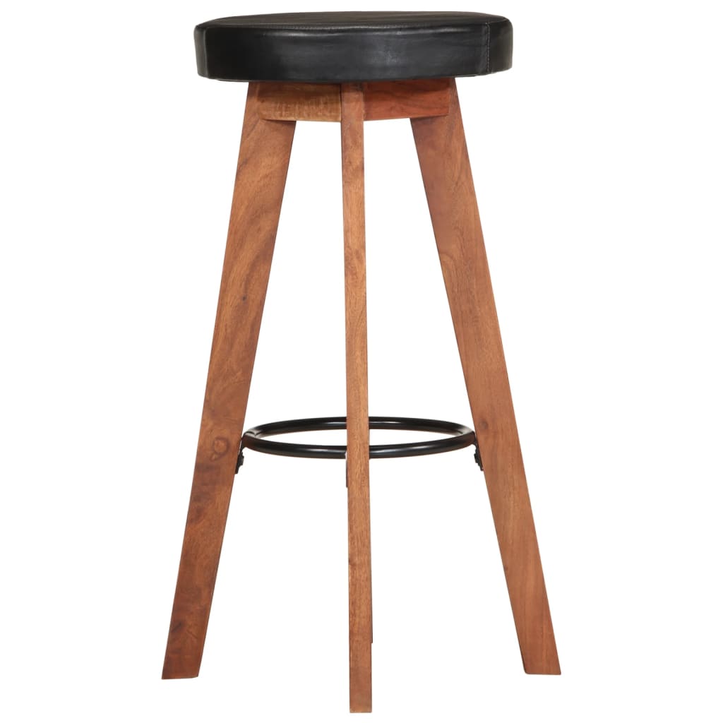 Tabourets de bar 2 pcs Cuir véritable et bois d'acacia solide - XIOS